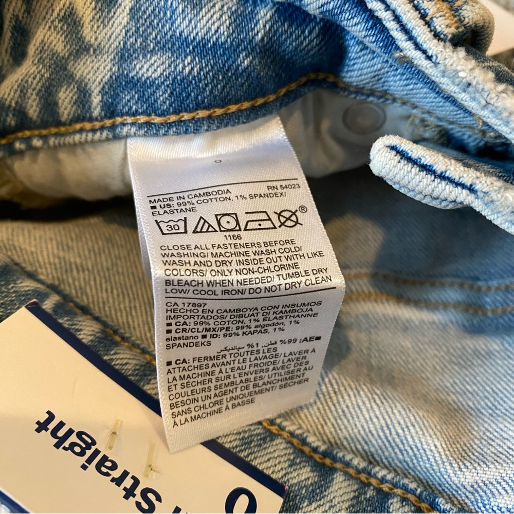 Old Navy Power Slim Straight Ankle Jeans Buttlon Fly Distressed - Picture 8 of 8
